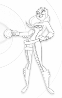 A coloring page of mega mindy